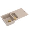 Quadron EVAN 156 GraniteQ zlewozmywak z syfonem Push To Open 1,5-komorowy z/o (1000x500x210; kom. 420x480) pearl beige / elementy złote HQE510050U2PVDG1P2O